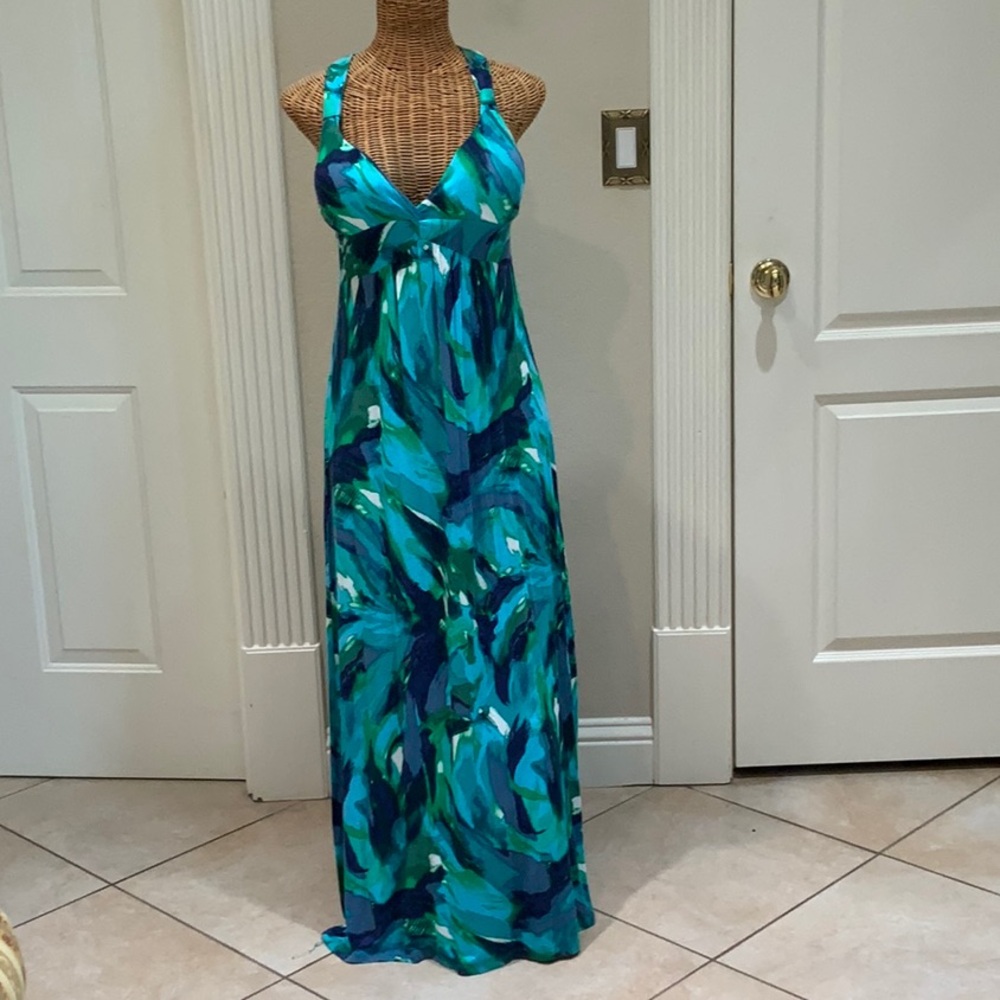 New Directions Teal and Navy Maxi Dress
